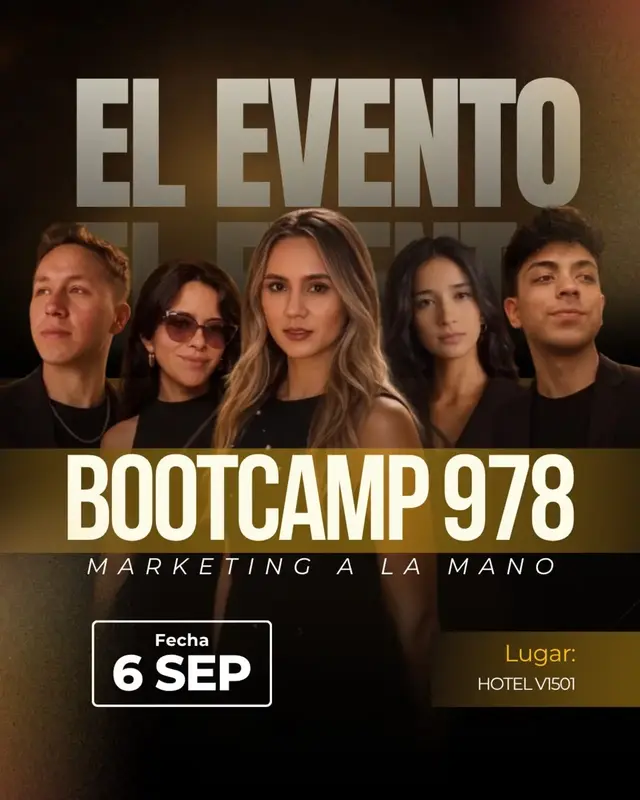 Flyer oficial Bootcamp 978 — Marketing a la Mano, 6 de septiembre en Hotel V1501, Pasto